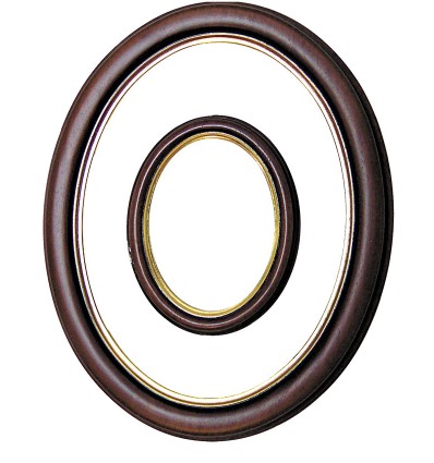 Cornice ovale in legno, noce filo oro 70x100
