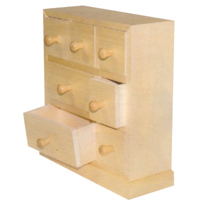 Mini cassettiera in legno 24,5x8,5x23 cm 7 cassetti