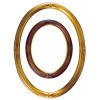 Cornice ovale in legno con intagli, noce filo oro, 40x60 cm