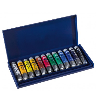 TEMPERA FINE. 12 TUBETTI DA 20 ML. SCATOLA IN PLASTICA.