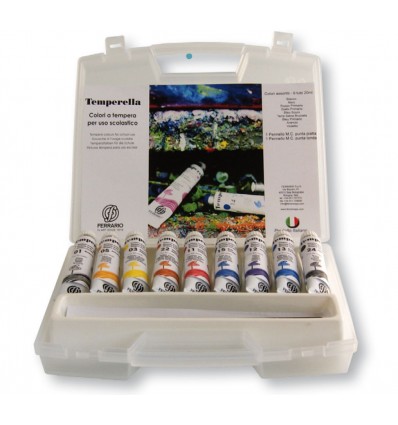 Colori Tempera, valigetta in plastica, 9 tubi da 20 ml