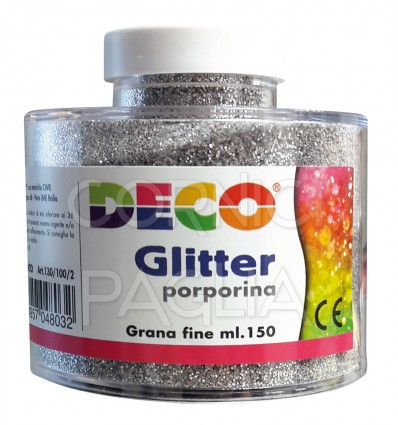 GLITTER A GRANA FINE, BARATTOLO ML. 150 - ARGENTO