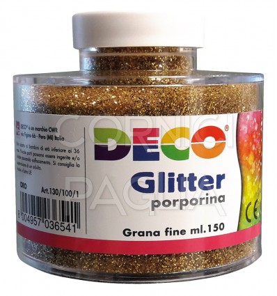 GLITTER A GRANA FINE, BARATTOLO ML. 150 - ORO