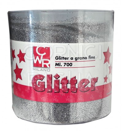 GLITTER A GRANA FINE, BARATTOLO ML. 700 - ARGENTO